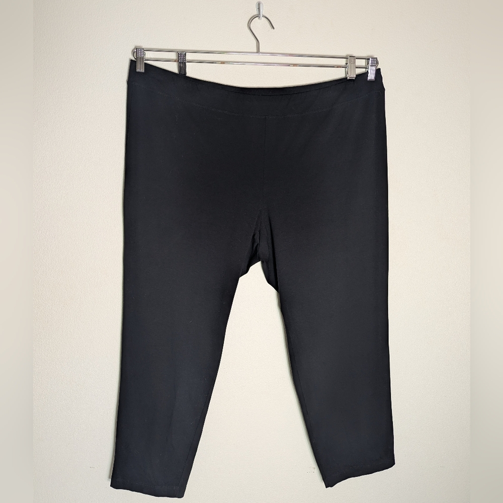 Eileen Fisher Womens Pants‎ Pull On Elastic Waist Quiet Luxury Black Ankle 3X